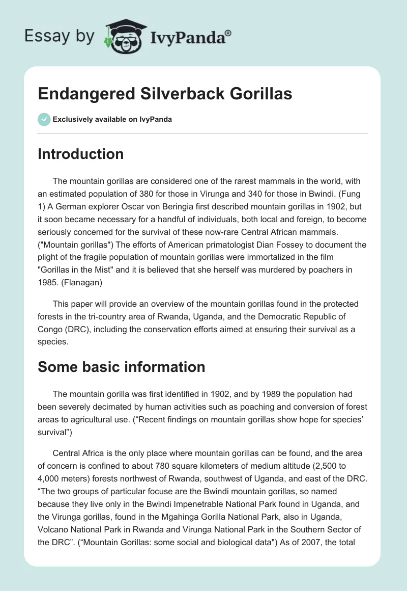 Endangered Silverback Gorillas. Page 1