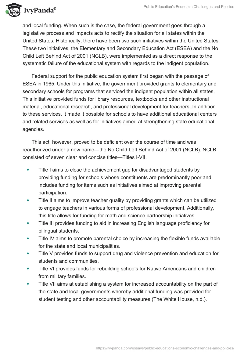 Public Education's Economic Challenges and Policies. Page 2