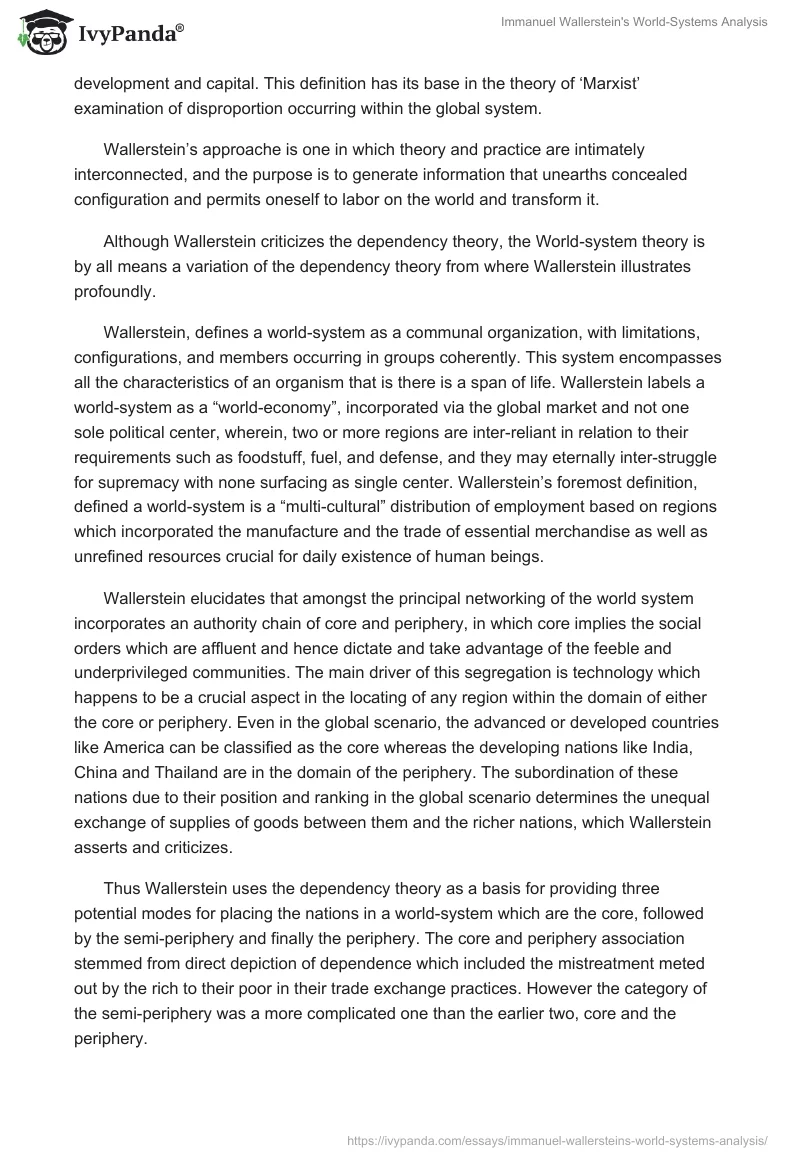 Immanuel Wallerstein's World-Systems Analysis. Page 2