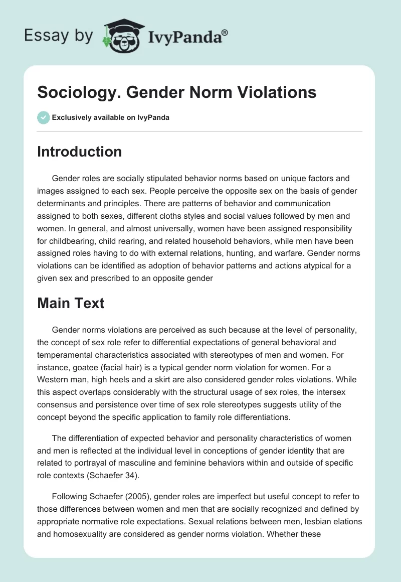 Sociology. Gender Norm Violations. Page 1