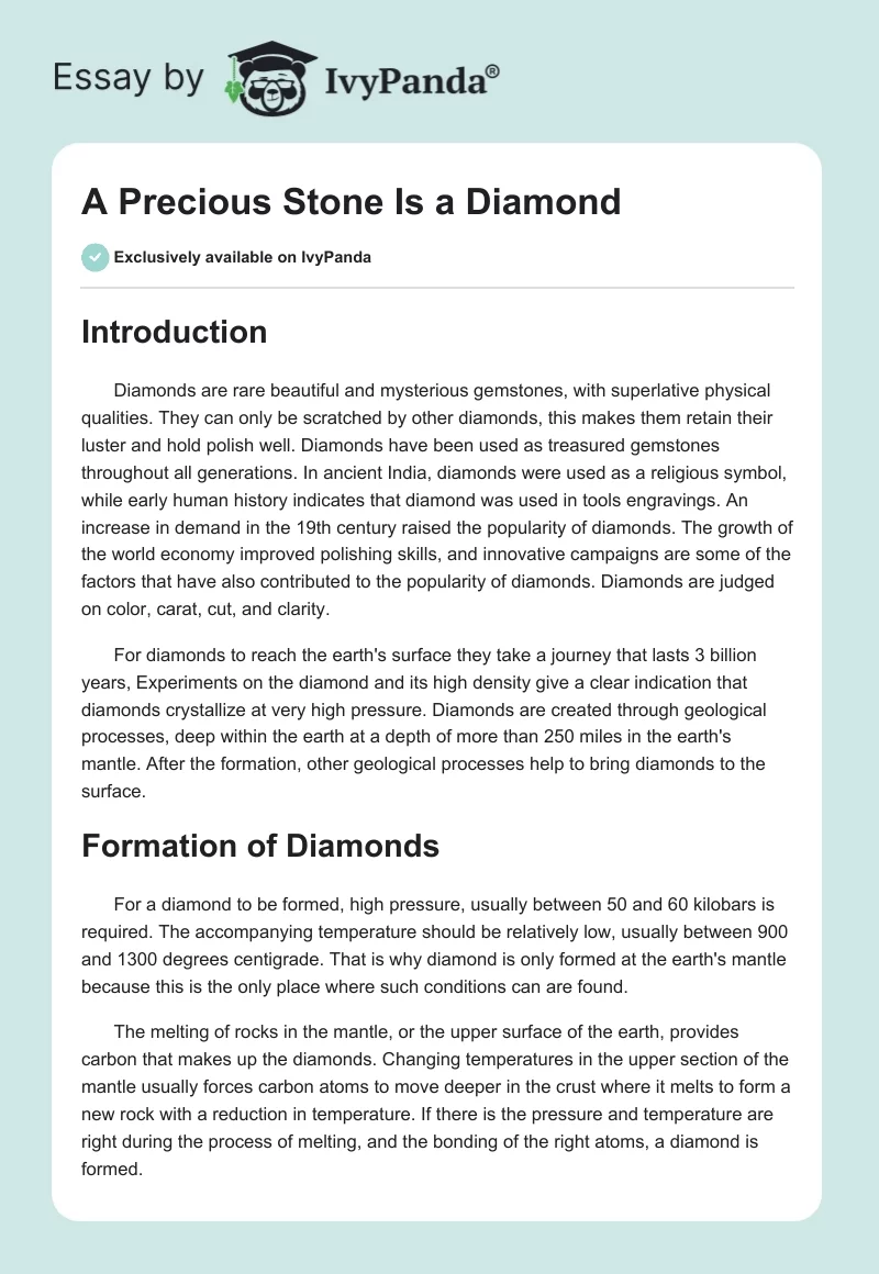A Precious Stone Is a Diamond. Page 1