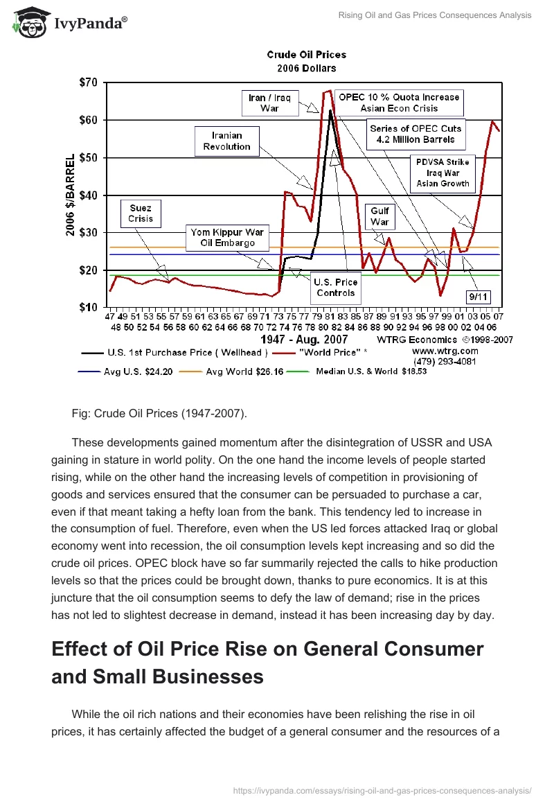 Rising Oil and Gas Prices Consequences Analysis. Page 3