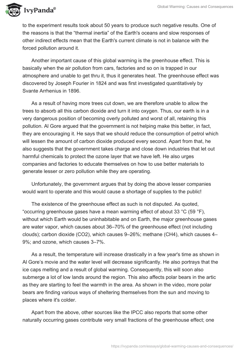 Global Warming: Causes and Consequences. Page 2