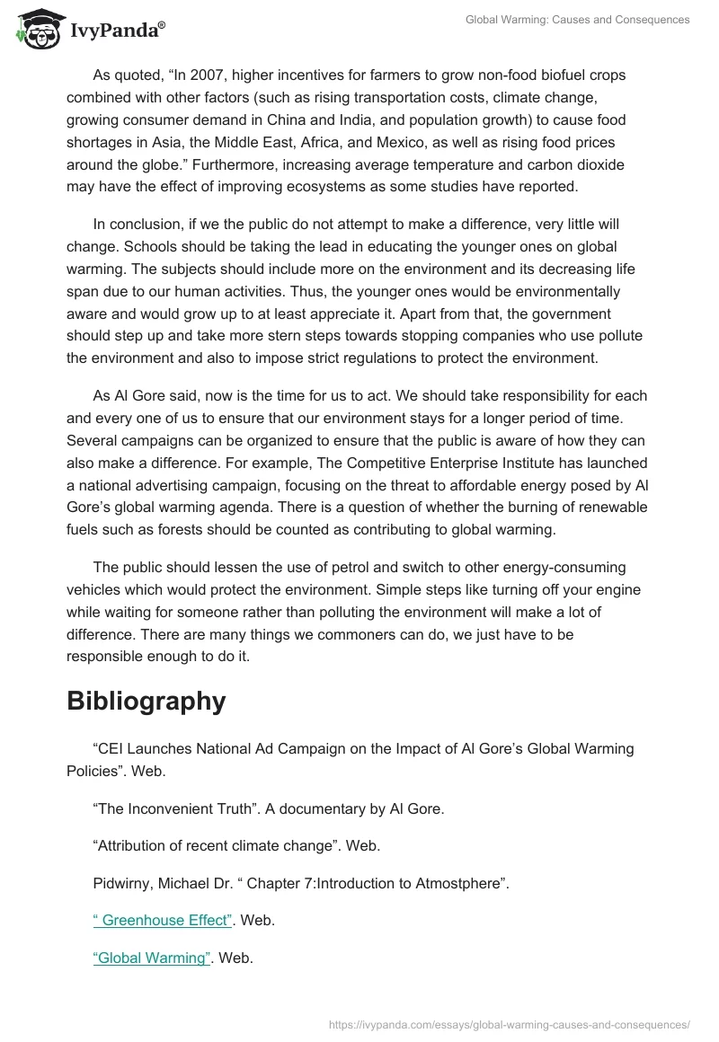 Global Warming: Causes and Consequences. Page 4