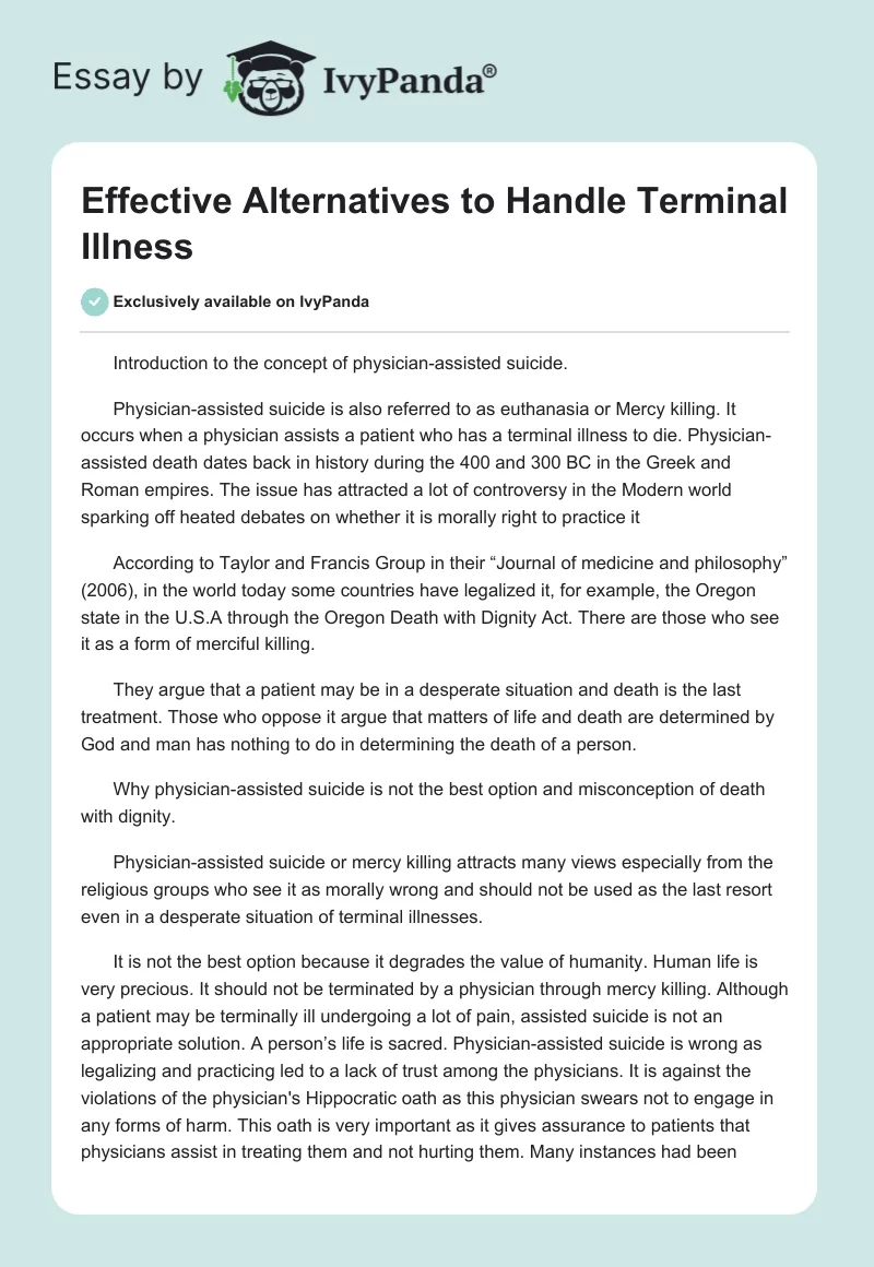 Effective Alternatives to Handle Terminal Illness. Page 1