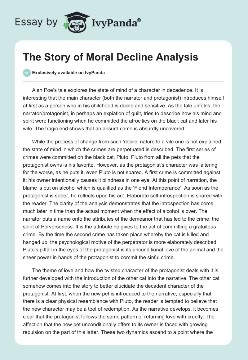 The Story of Moral Decline Analysis. Page 1