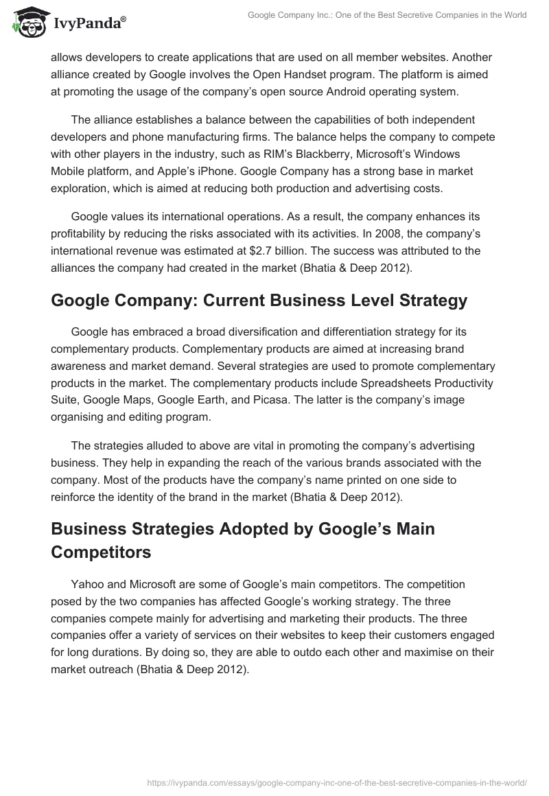 Google Company Inc.: One of the Best Secretive Companies in the World. Page 3