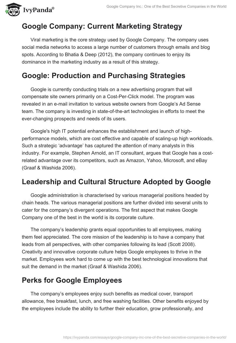 Google Company Inc.: One of the Best Secretive Companies in the World. Page 4