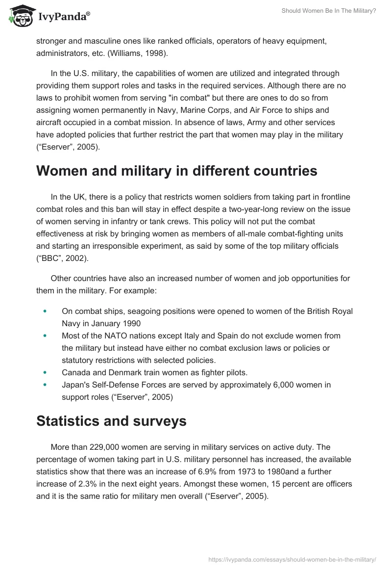 Should Women Be in the Military?. Page 3