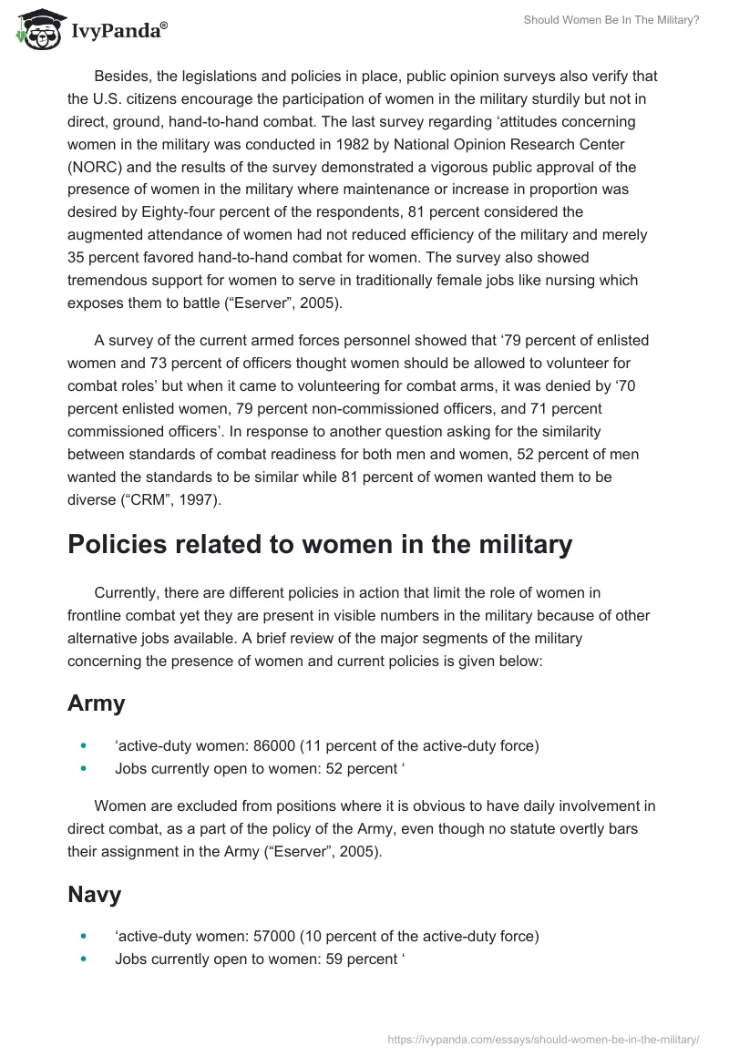 Should Women Be in the Military?. Page 4
