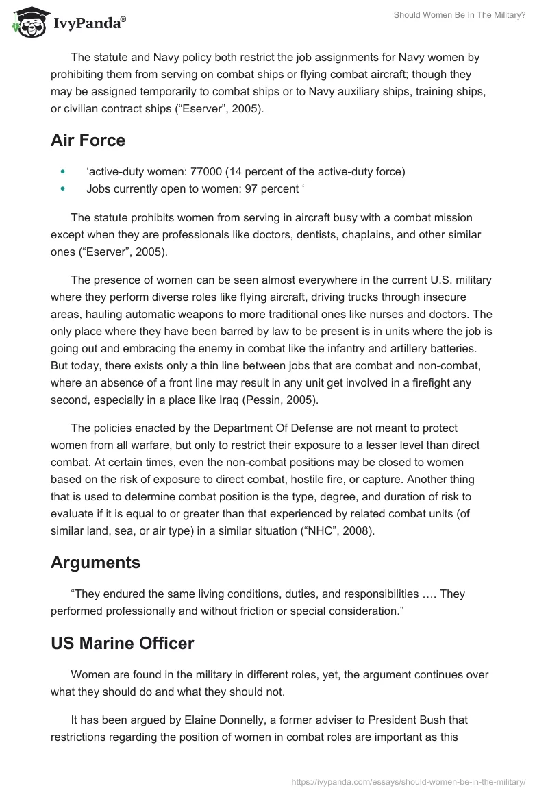 Should Women Be in the Military?. Page 5