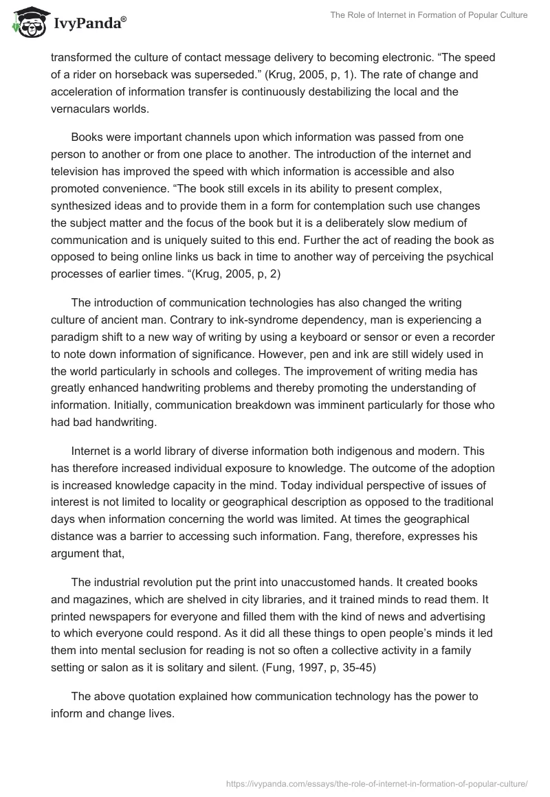 The Role of Internet in Formation of Popular Culture. Page 2