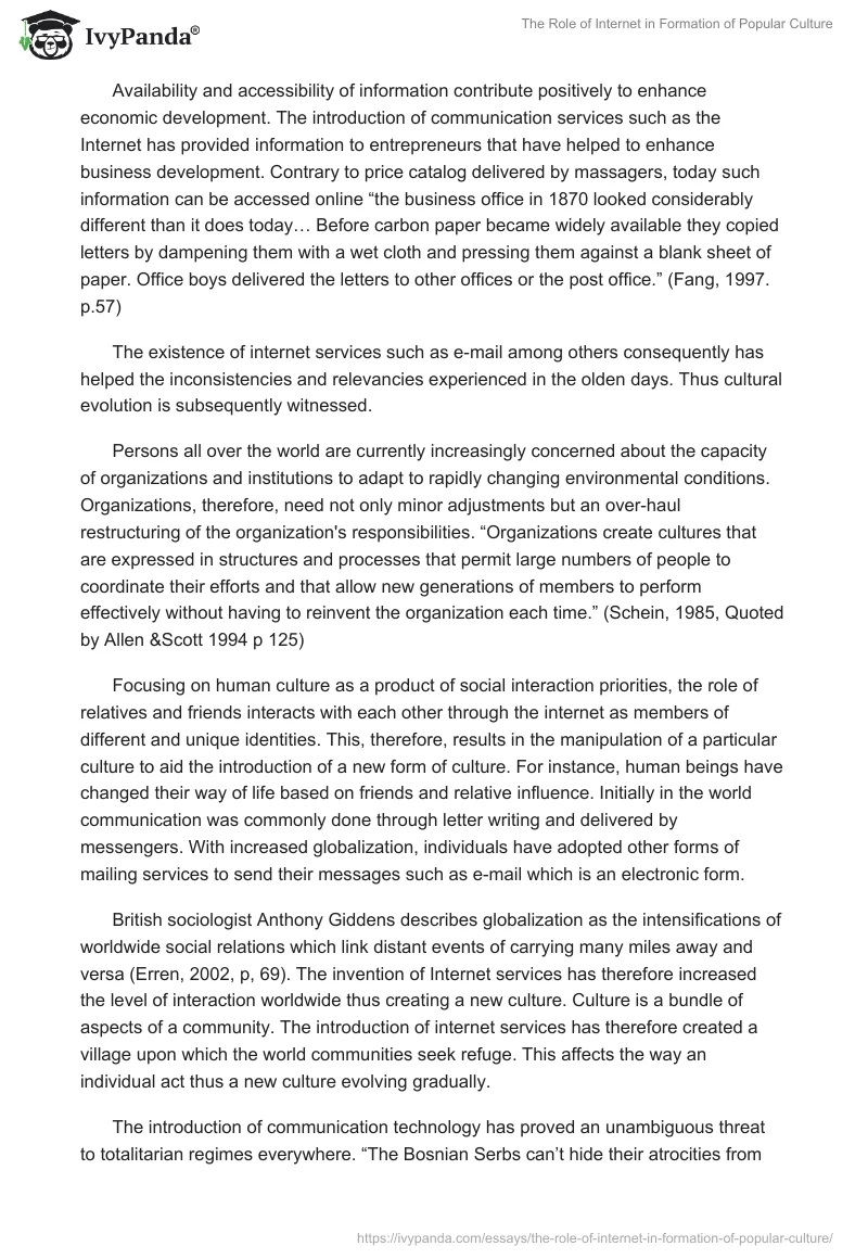 The Role of Internet in Formation of Popular Culture. Page 3