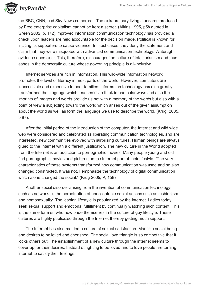 The Role of Internet in Formation of Popular Culture. Page 4