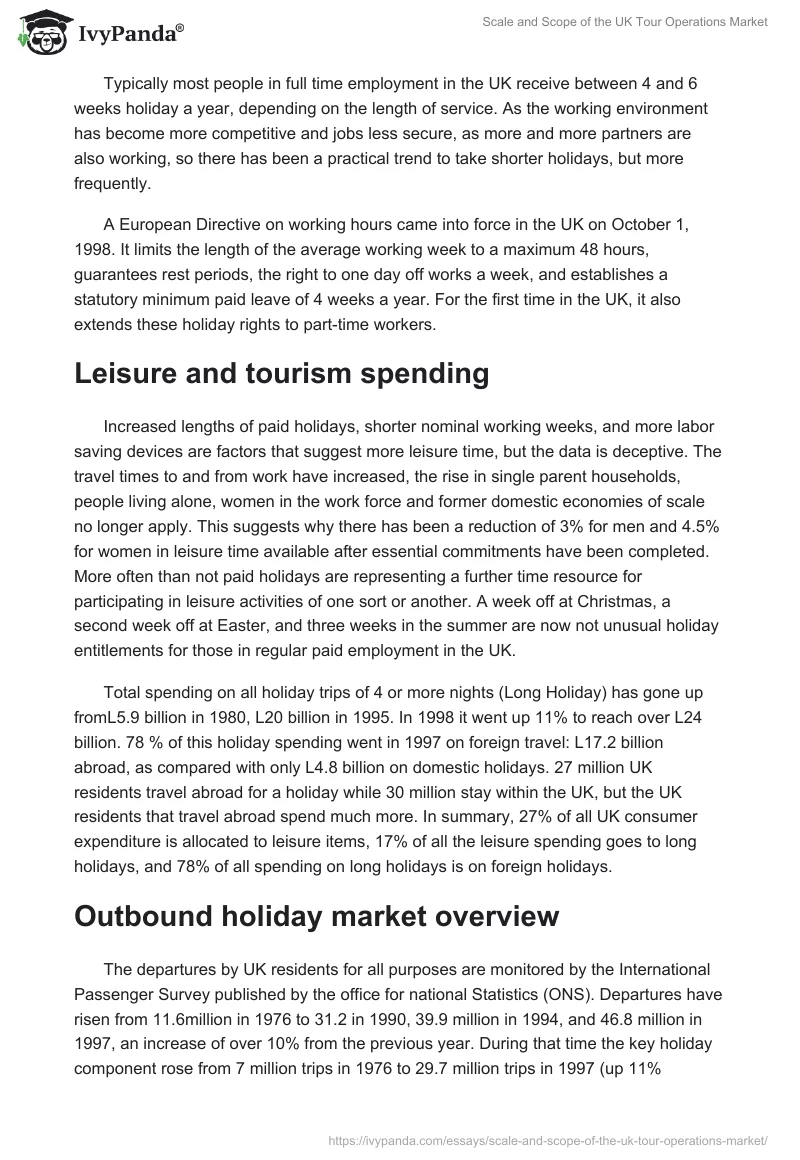 Scale and Scope of the UK Tour Operations Market. Page 3