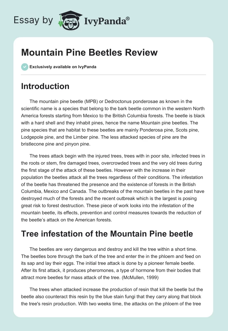 Mountain Pine Beetles Review. Page 1