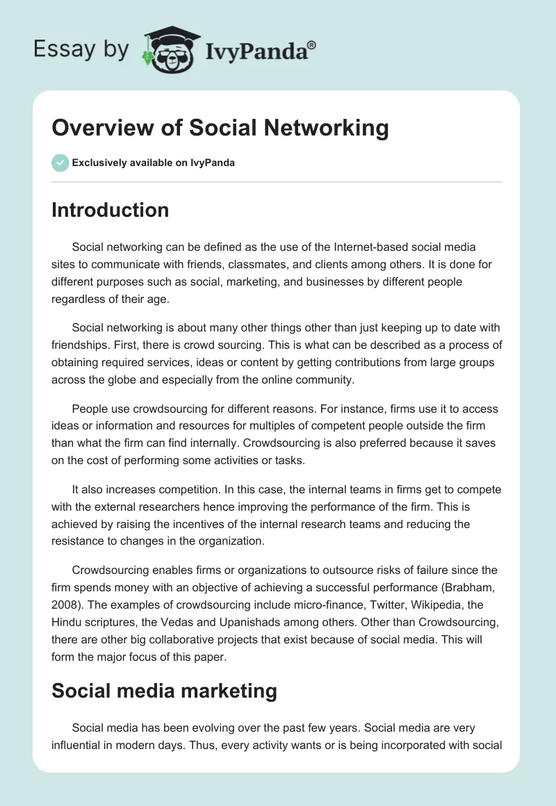 Overview of Social Networking. Page 1