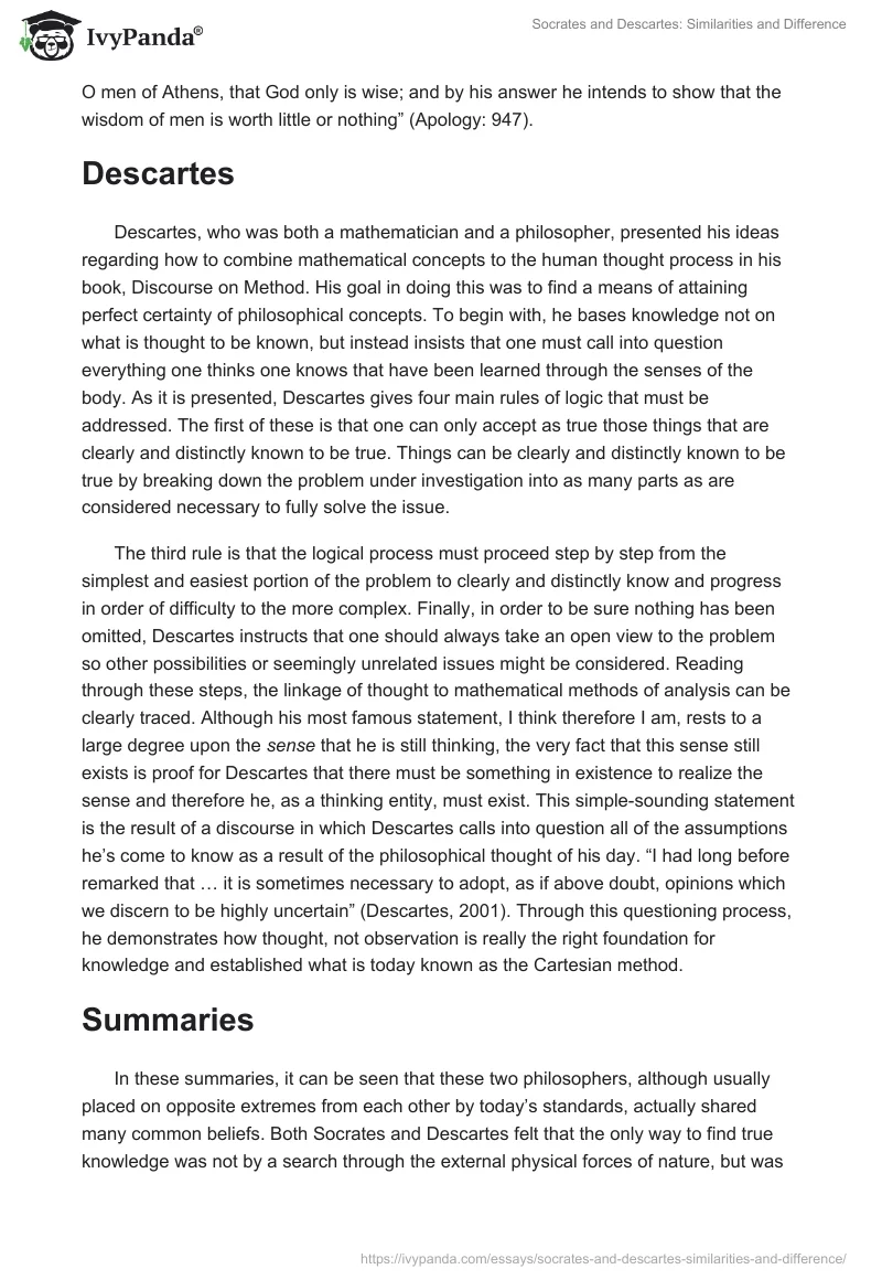Socrates and Descartes: Similarities and Difference. Page 2