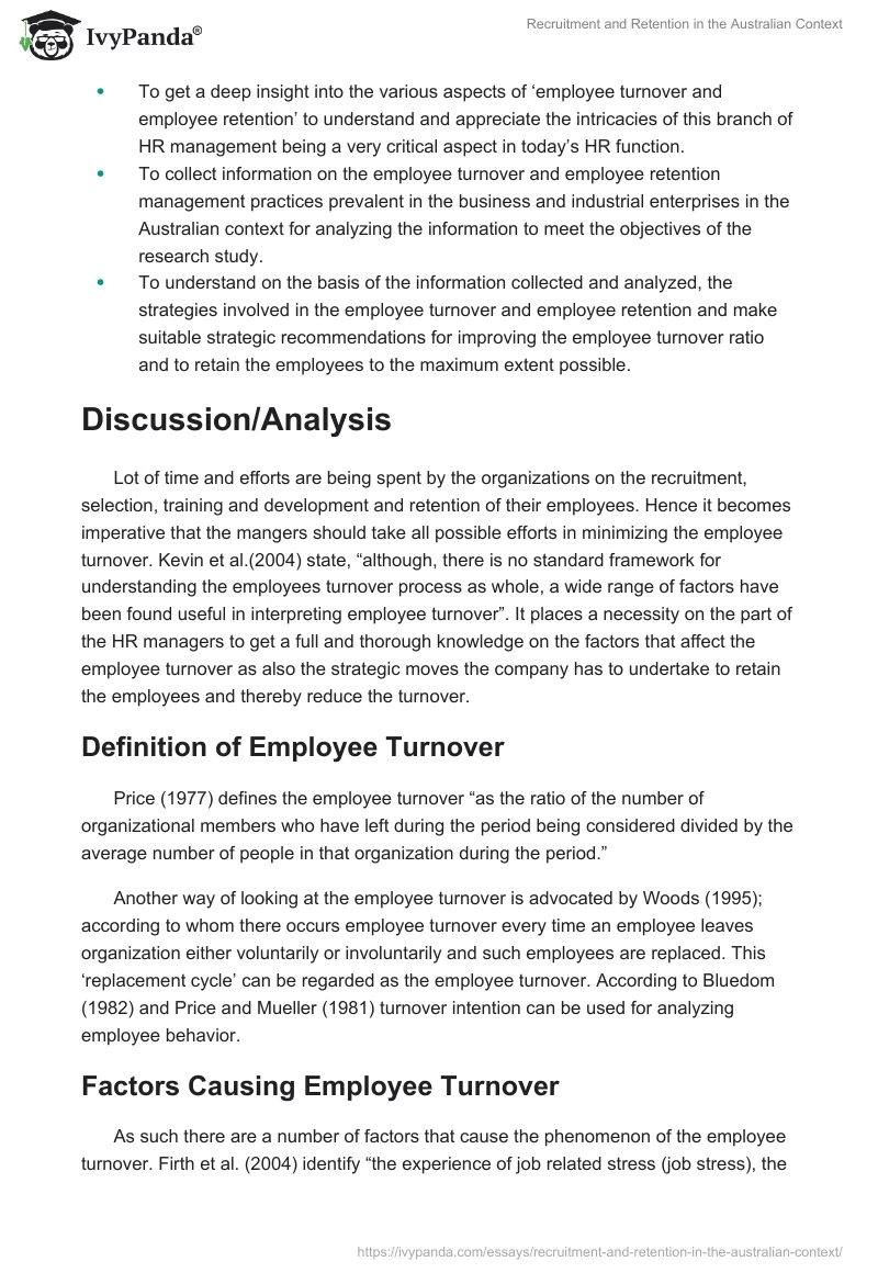Recruitment and Retention in the Australian Context. Page 3