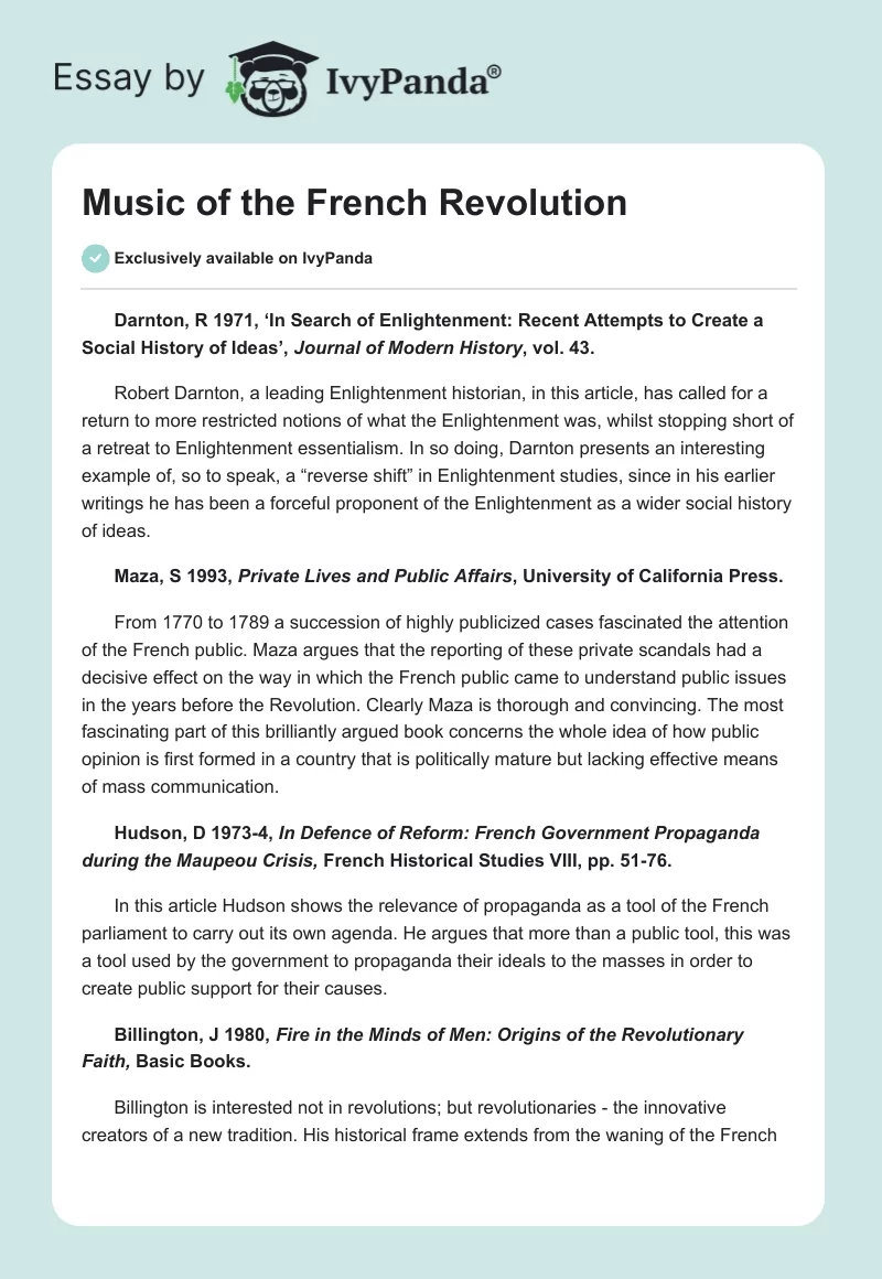Music of the French Revolution. Page 1