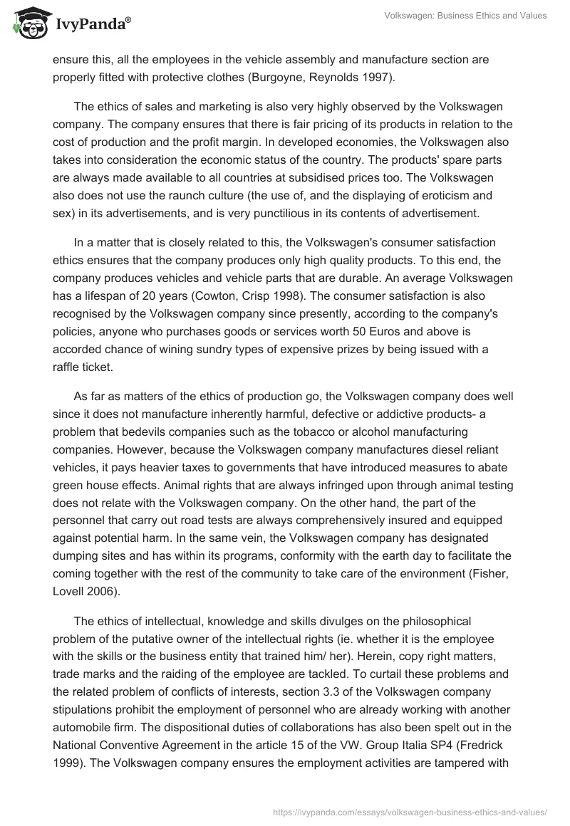 Volkswagen: Business Ethics and Values. Page 3
