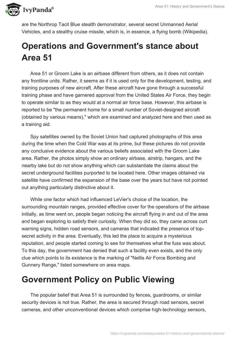 Area 51: History and Government's Stance. Page 3