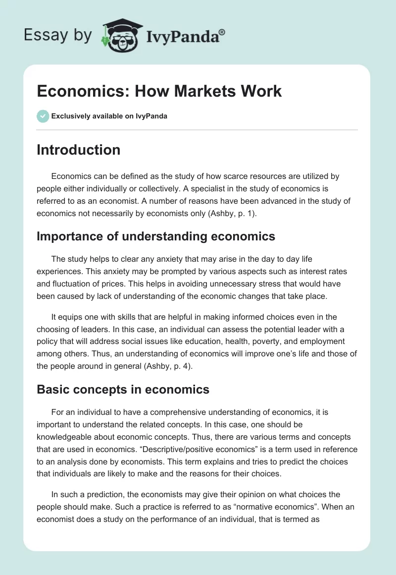 Economics: How Markets Work. Page 1