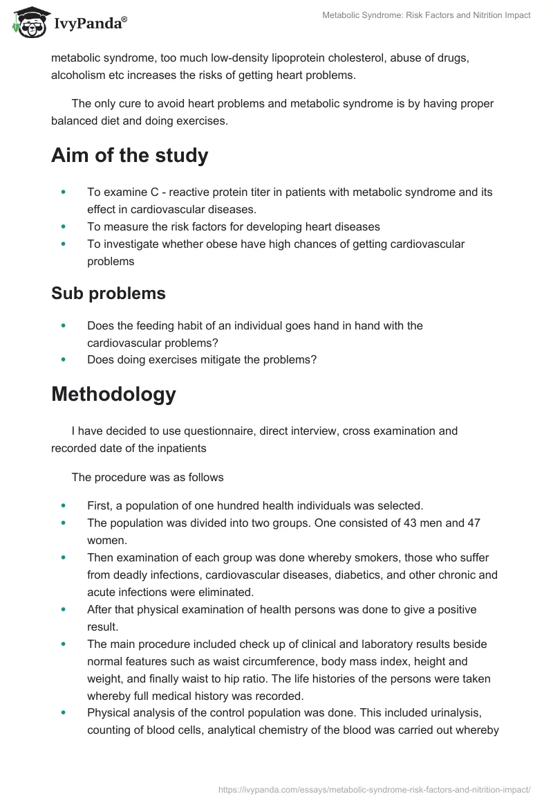 Metabolic Syndrome: Risk Factors and Nitrition Impact. Page 2