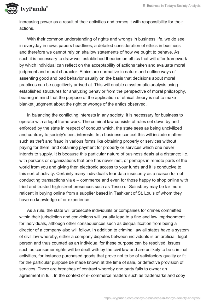 E-Business Evolution: Ethics, Legal Framework, and Challenges. Page 2