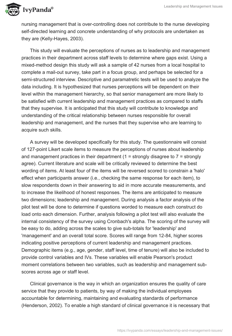 Leadership and Management Issues. Page 2