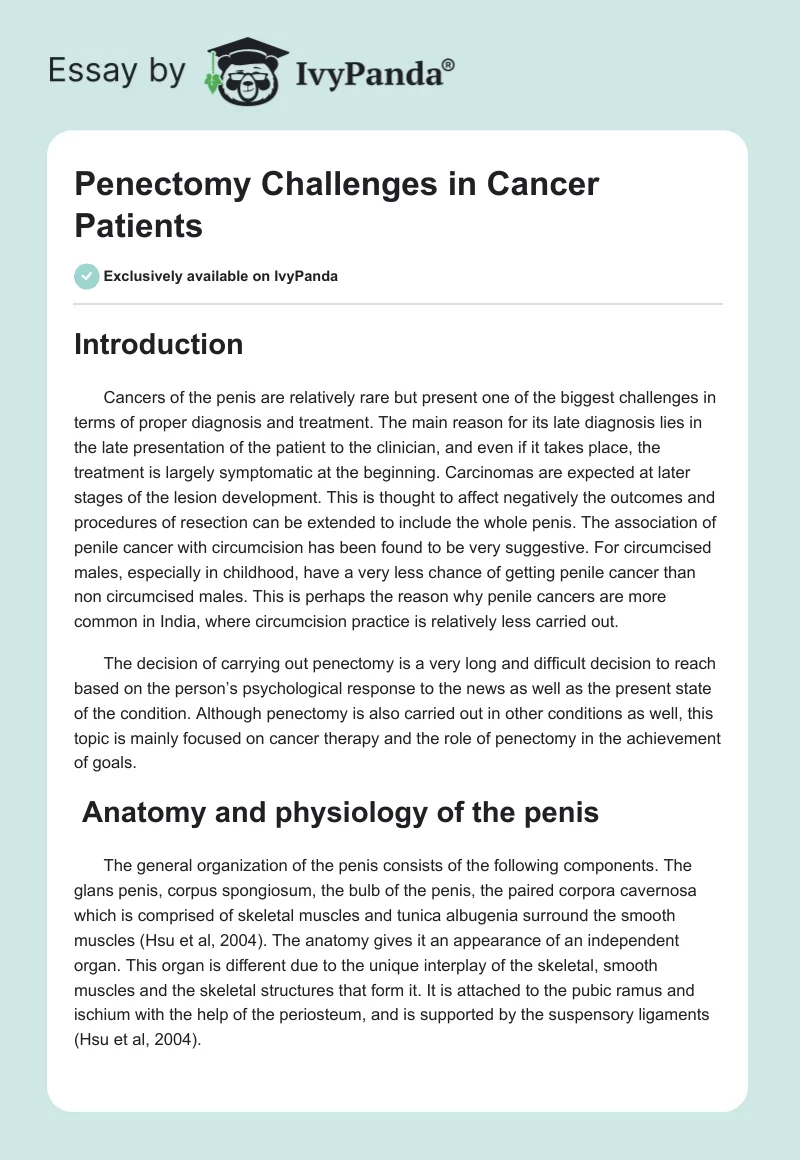 Penectomy Challenges in Cancer Patients. Page 1