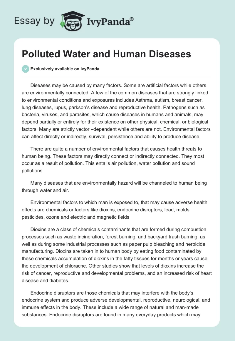 Polluted Water and Human Diseases. Page 1