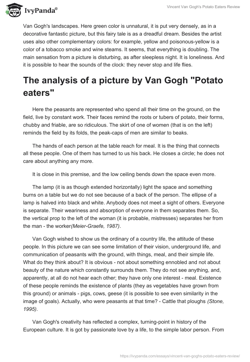 Vincent van Gogh's "Potato Eaters" Review. Page 3