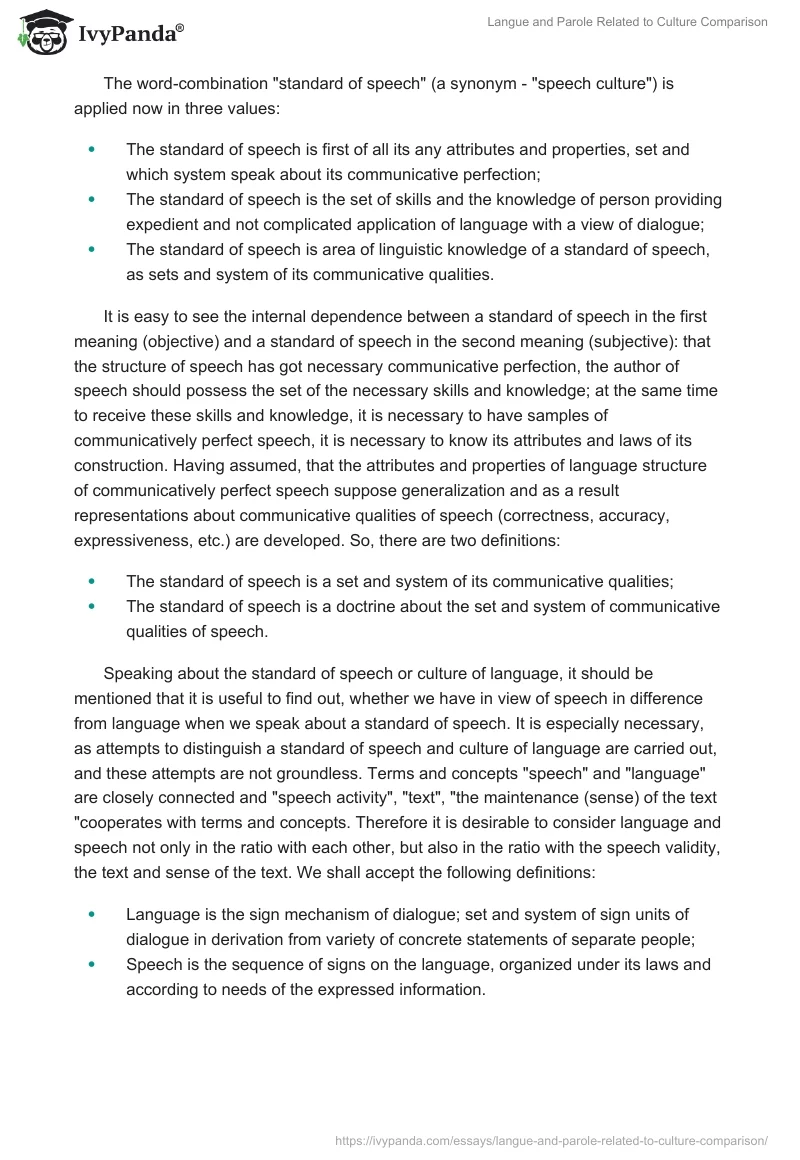 Langue and Parole Related to Culture Comparison. Page 4