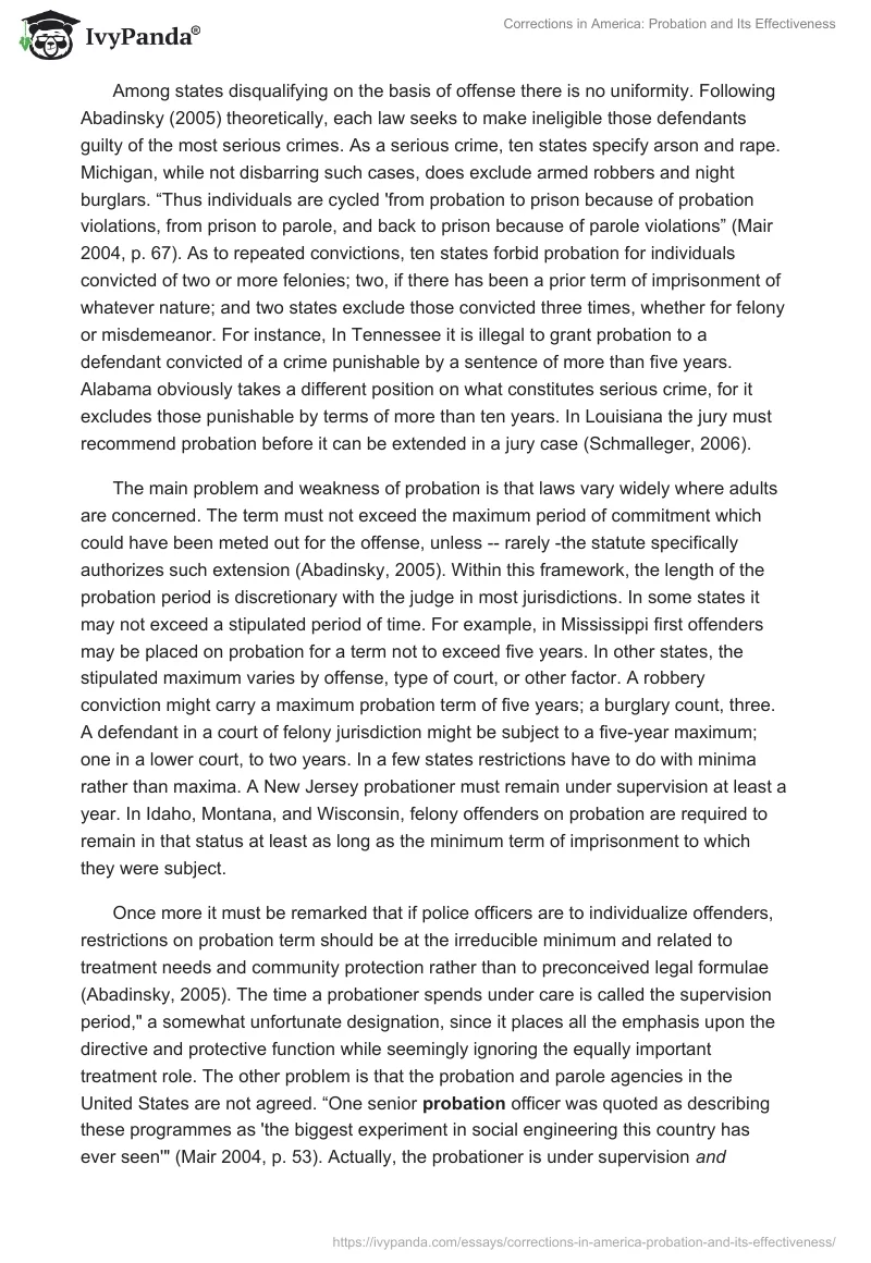Corrections in America: Probation and Its Effectiveness. Page 4