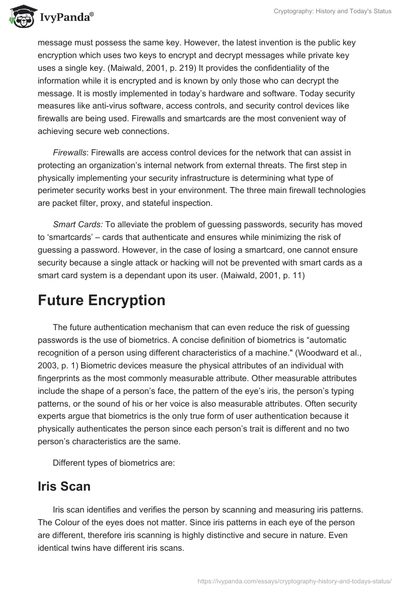 Cryptography: History and Today's Status. Page 3