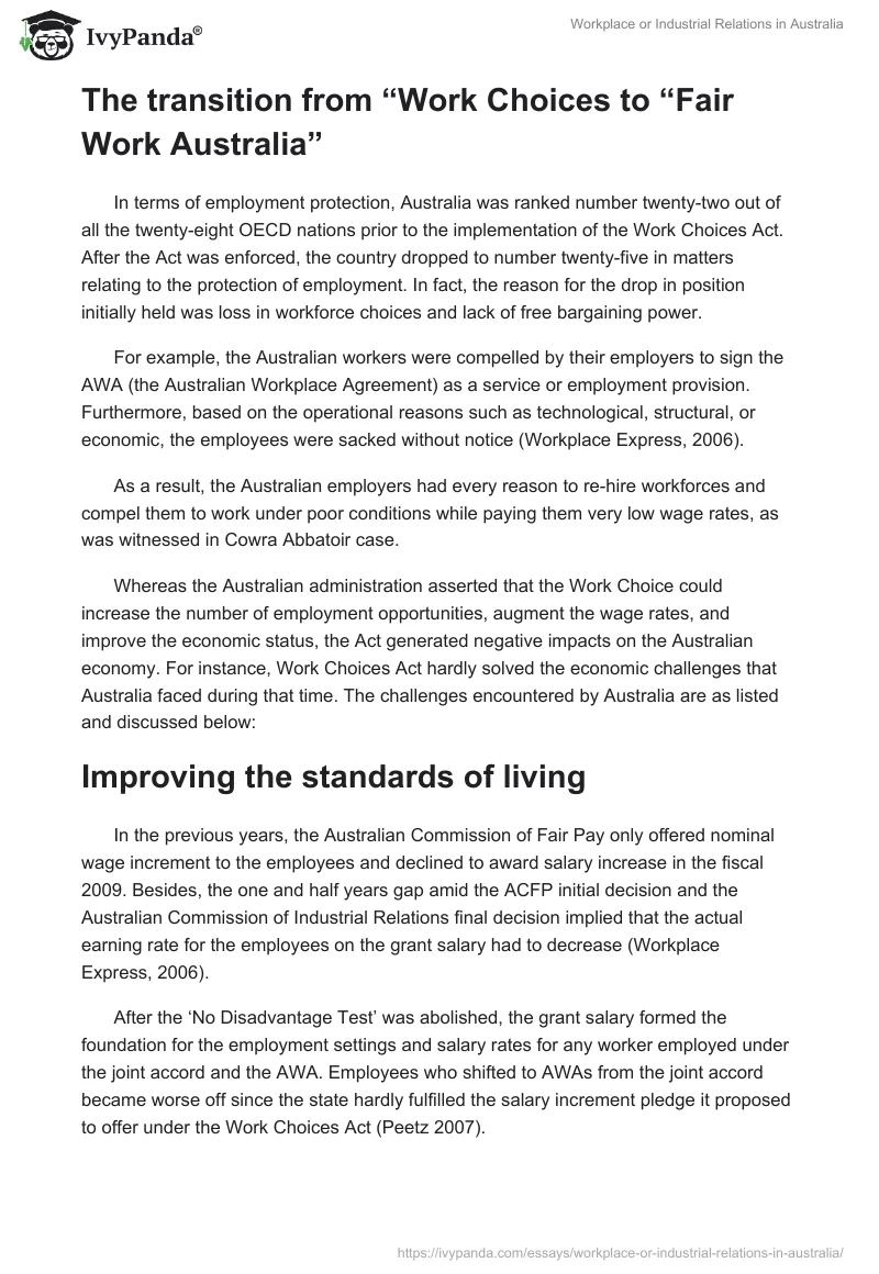 Workplace or Industrial Relations in Australia. Page 2