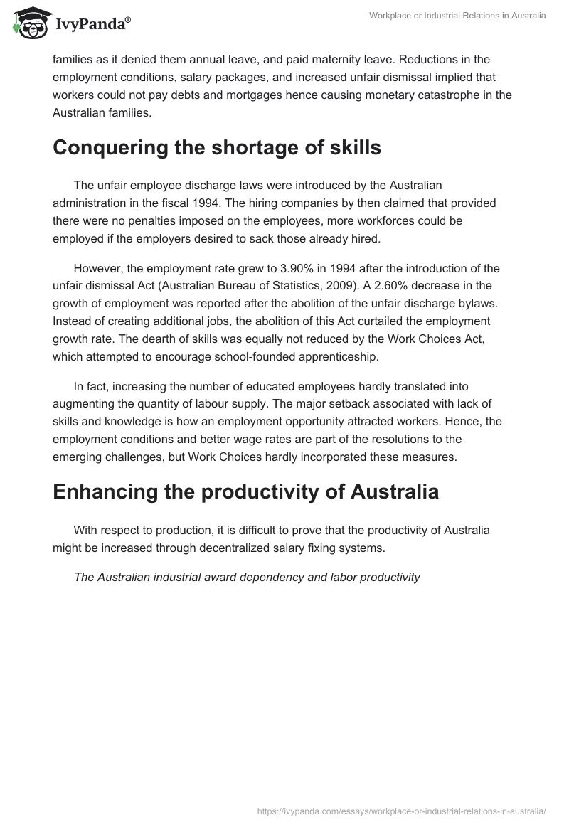 Workplace or Industrial Relations in Australia. Page 4