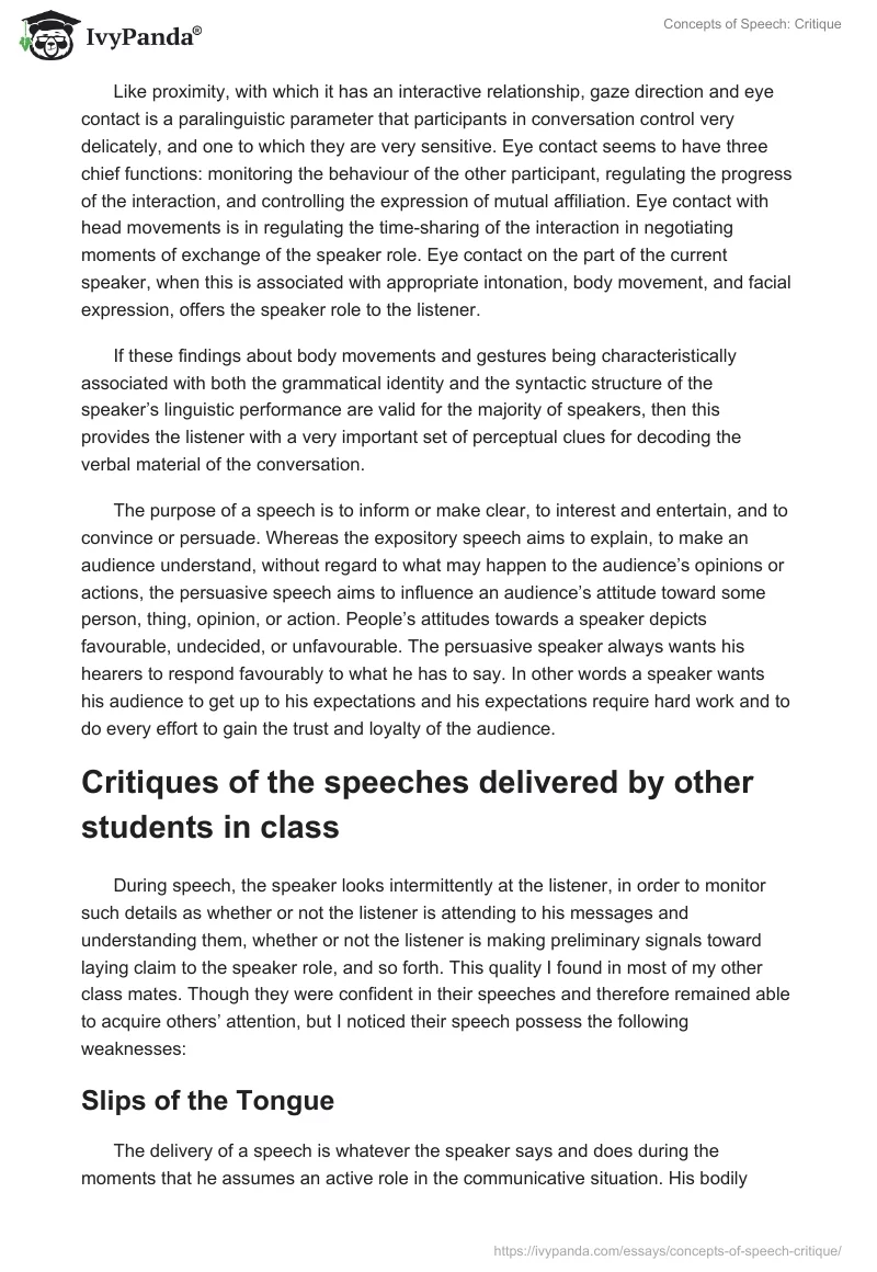 Concepts of Speech: Critique. Page 5