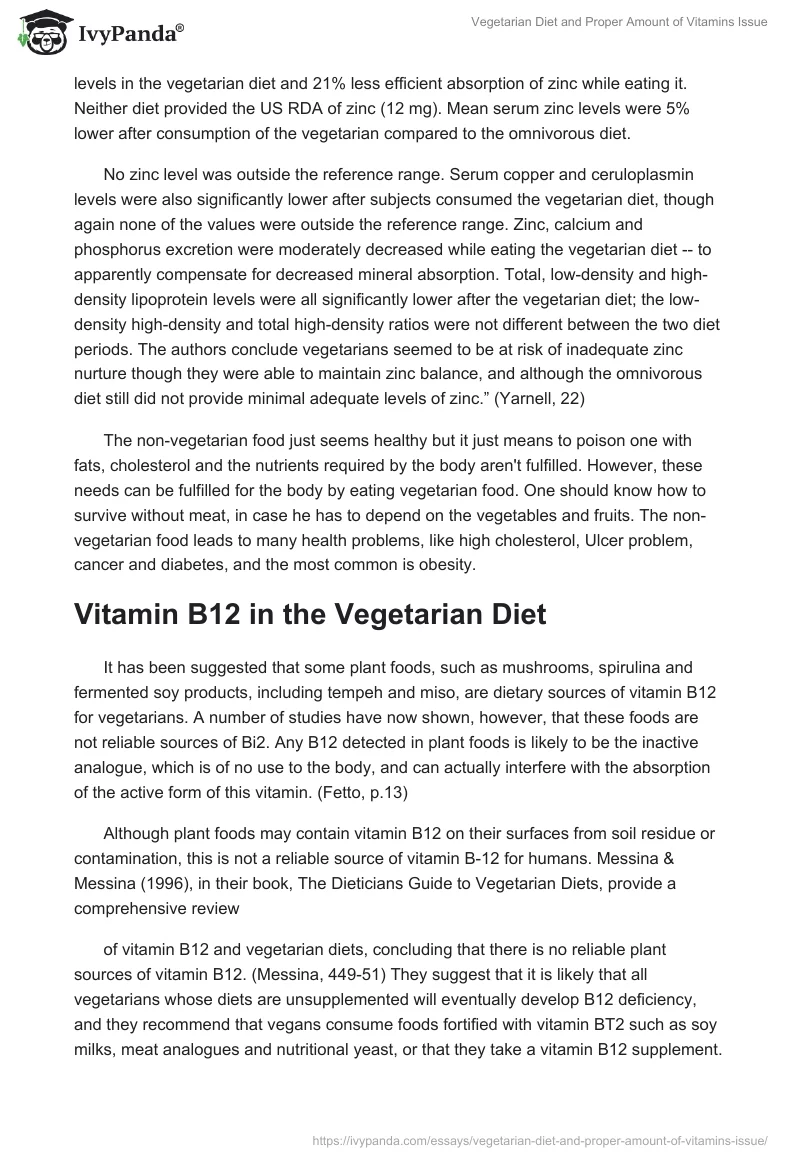 Vegetarian Diet and Proper Amount of Vitamins Issue. Page 3