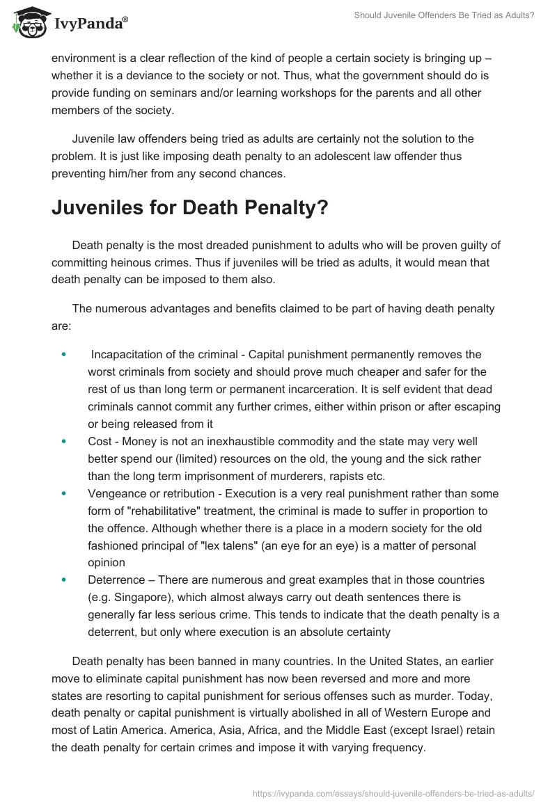 Should Juvenile Offenders Be Tried as Adults?. Page 3