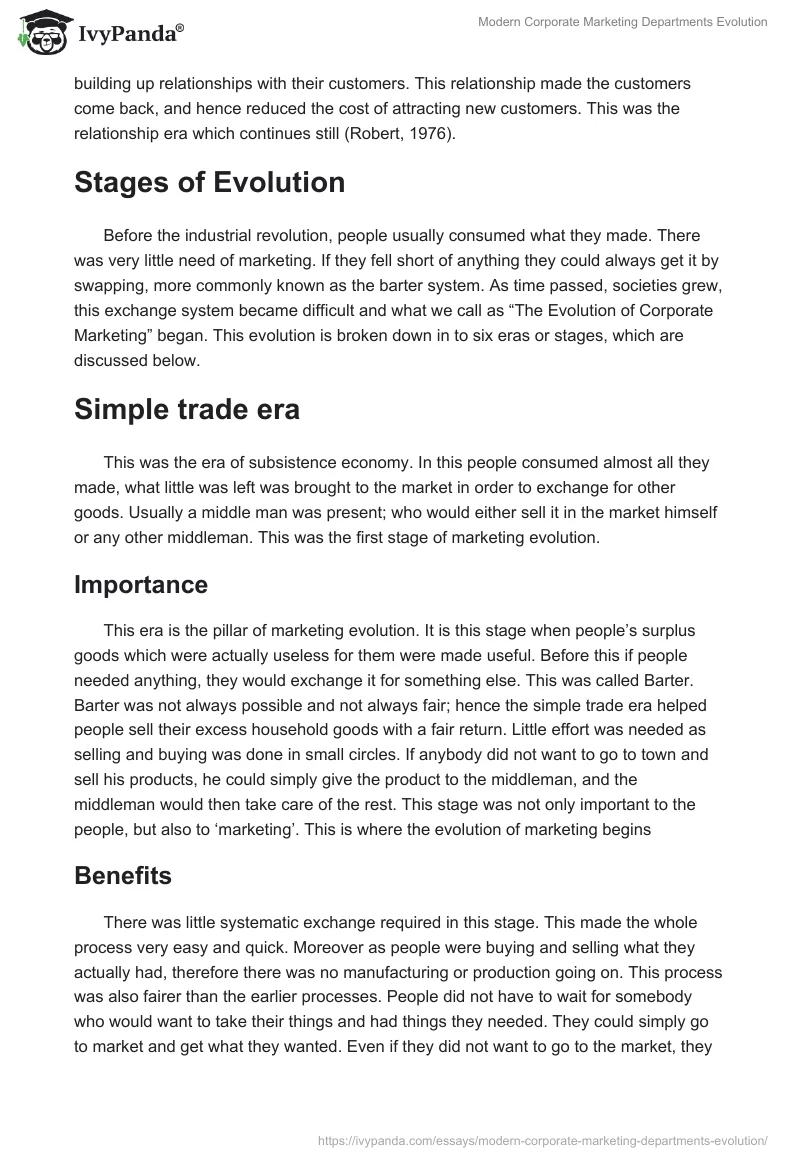 Modern Corporate Marketing Departments Evolution. Page 2