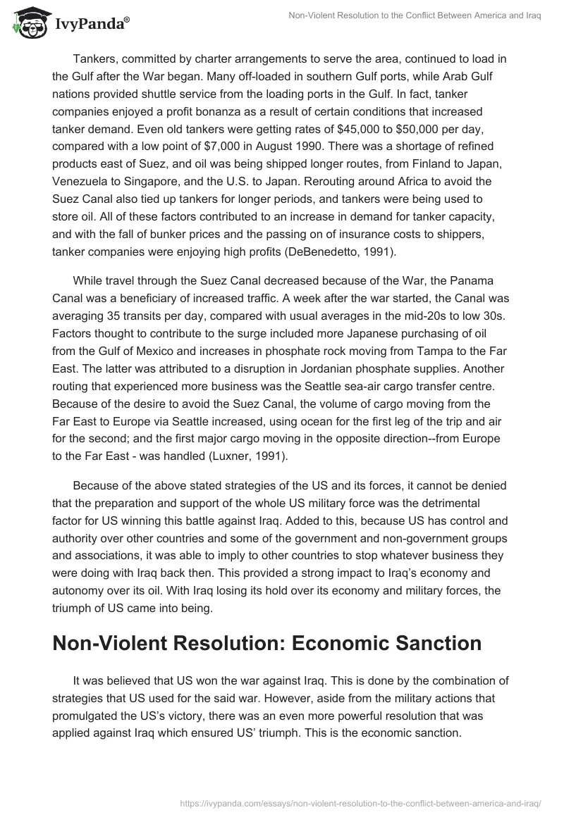 Non-Violent Resolution to the Conflict Between America and Iraq. Page 5