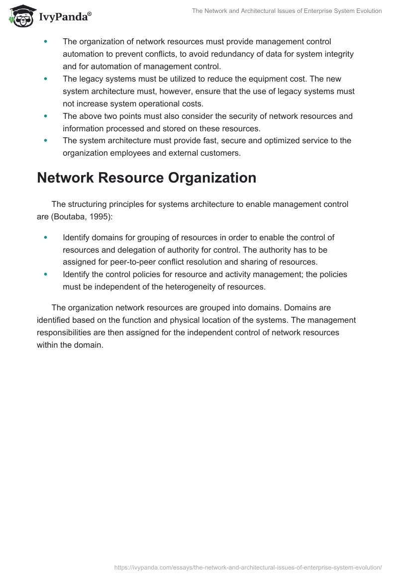 The Network and Architectural Issues of Enterprise System Evolution. Page 2