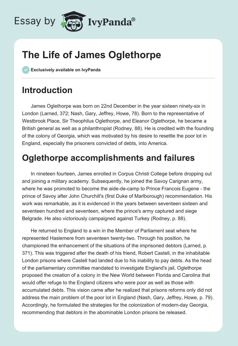 The Life of James Oglethorpe. Page 1