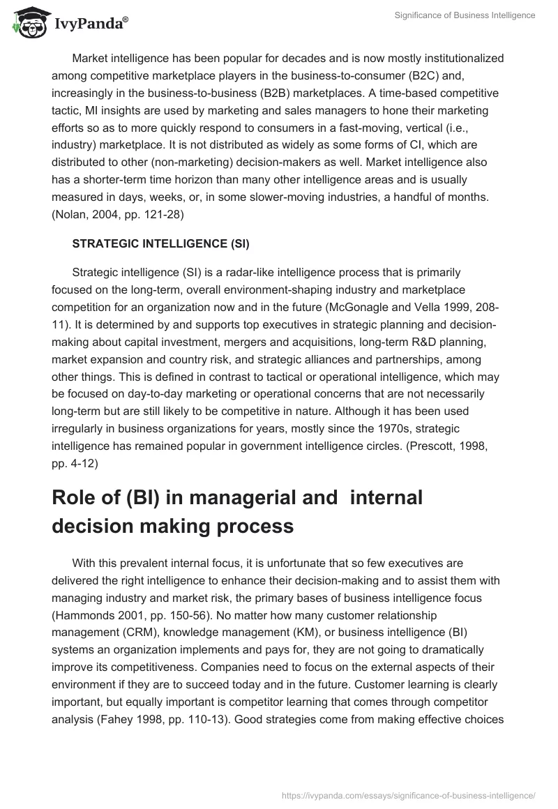 Significance of Business Intelligence. Page 5