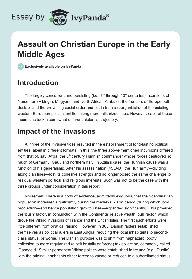 Assault on Christian Europe in the Early Middle Ages. Page 1