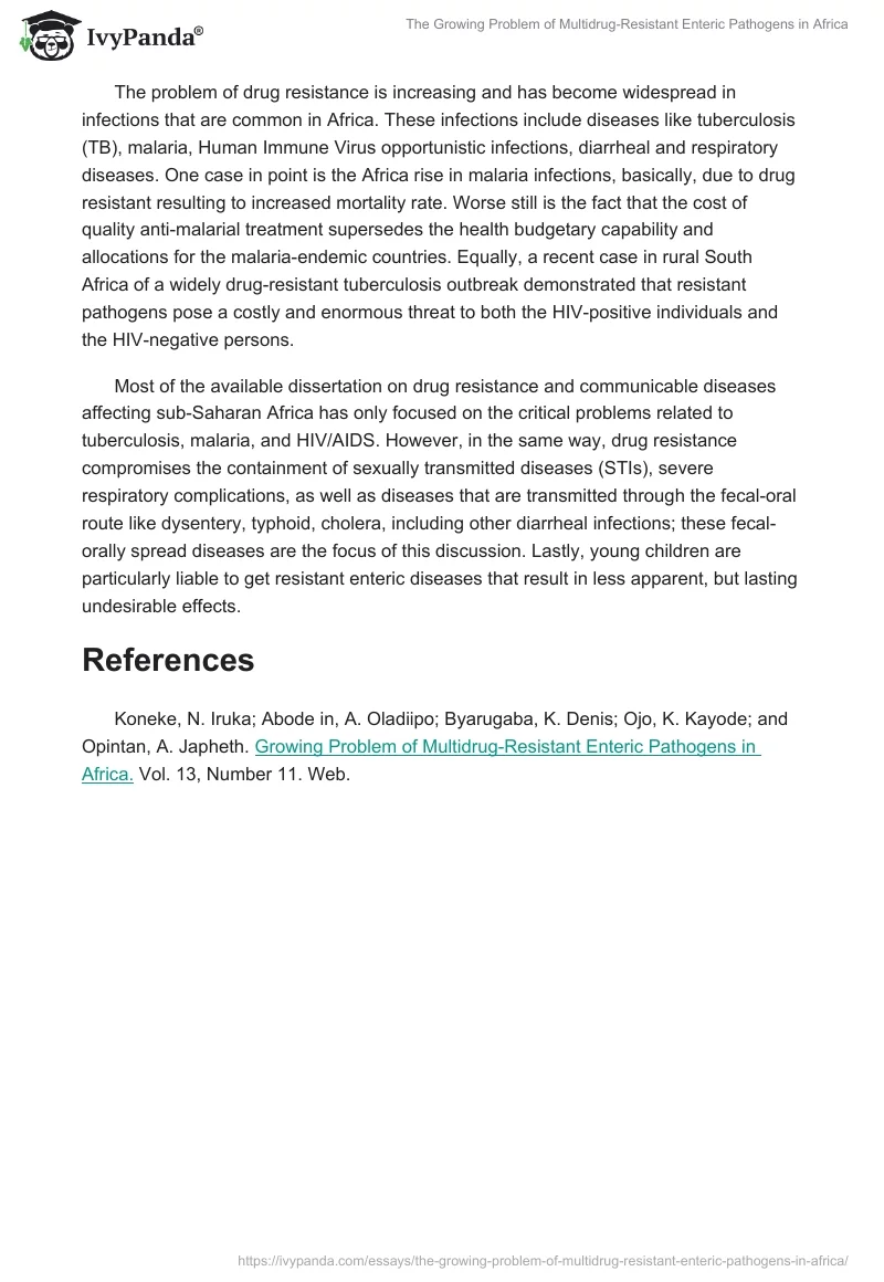 The Growing Problem of Multidrug-Resistant Enteric Pathogens in Africa. Page 2