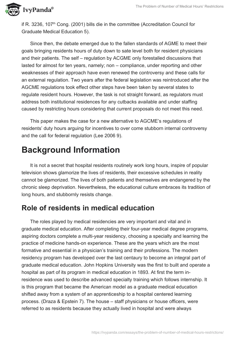 The Problem of Number of Medical Hours’ Restrictions. Page 2