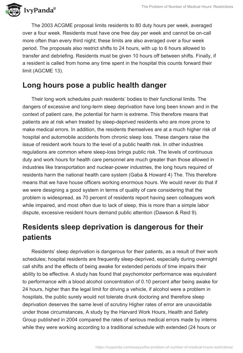 The Problem of Number of Medical Hours’ Restrictions. Page 4